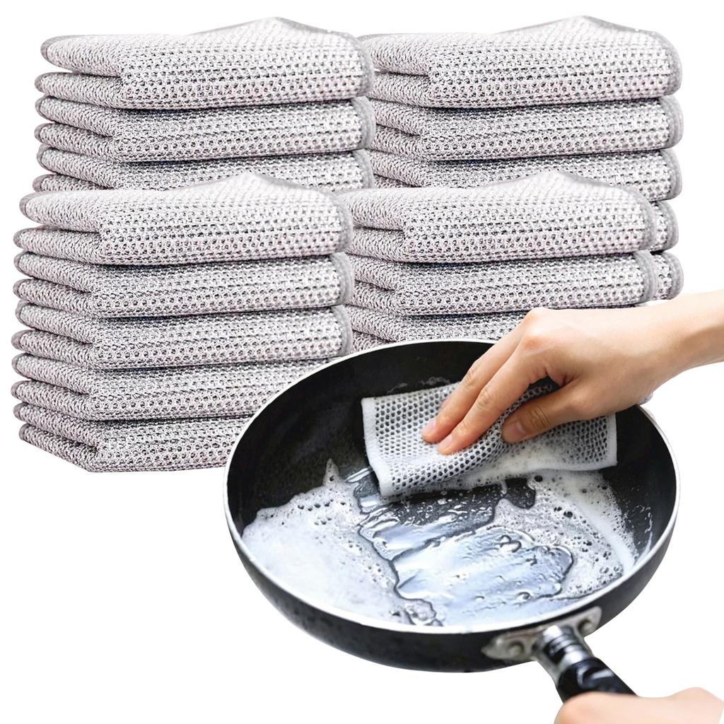 Multi-Layer Silver Fiber Kitchen Cleaning Cloths Set for Dishwashing and Oil Removal Durable and Non-Sticky Surface Cleaning Towels for Home Use
