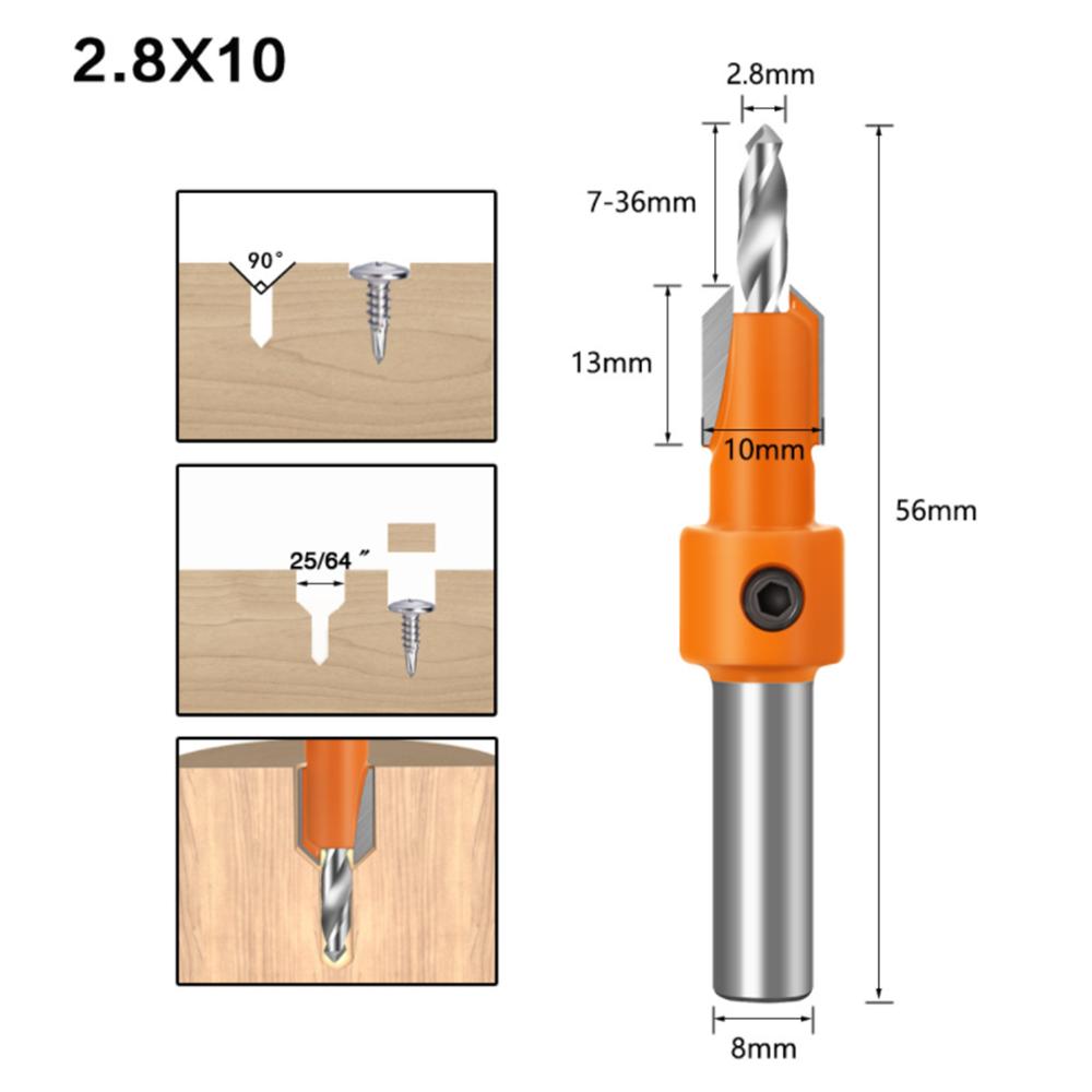 1PCS 8/10mm Shank HSS Woodworking Countersink Router Bit Screw Extractor Remon Demolition for Wood Milling Cutter