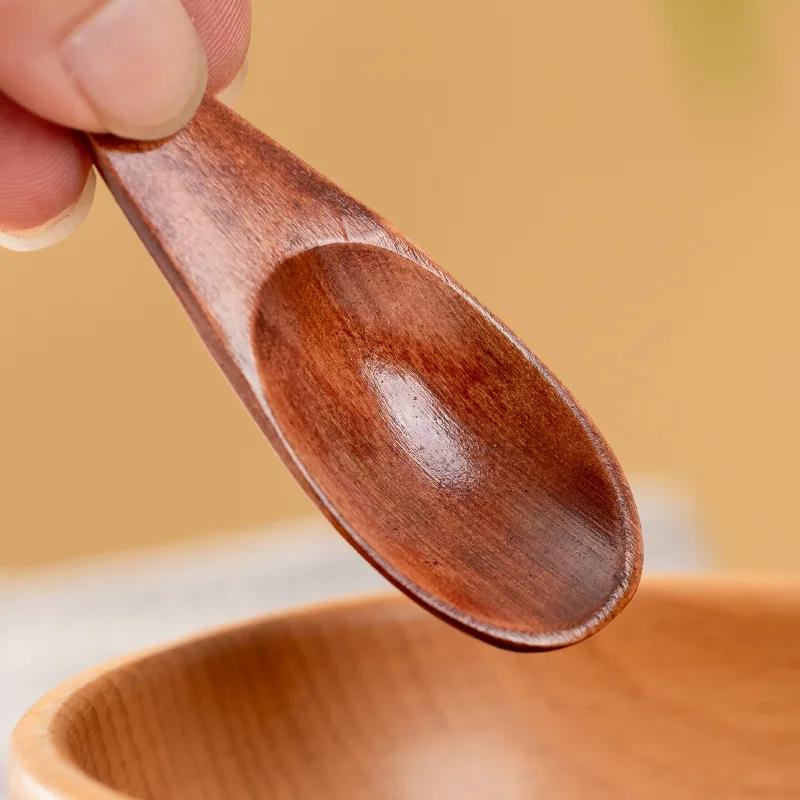Mini Natural Wooden Spoons Scoop Tea Honey Coffee Condiment Salt Sugar Spoon Cooking Tools Household Kitchen Gadgets