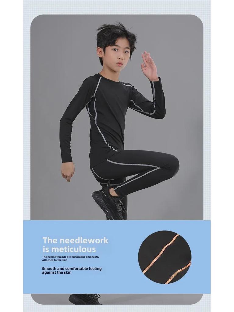 Kids & Adults Quick-Dry Sports Suit: Long Sleeve Tights for Football, Basketball, Fitness