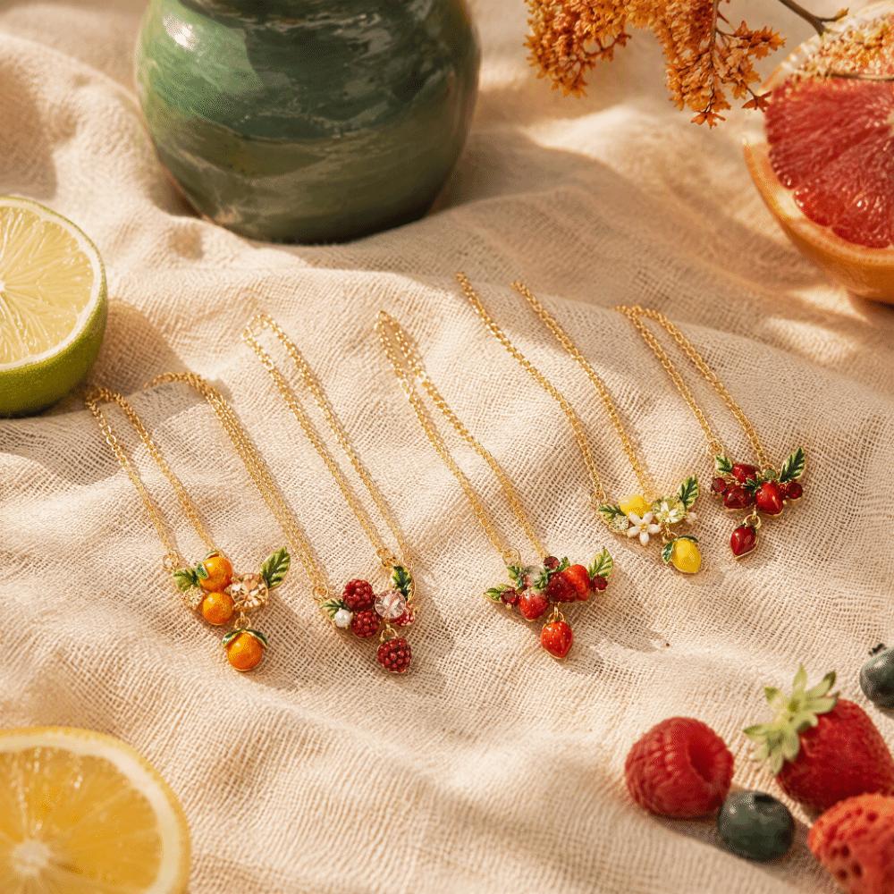 Citronový Ovocný Náhrdelník Morušový Řetízek na Klíční Kost Jednoduchý Ovocný Choker Plážový
