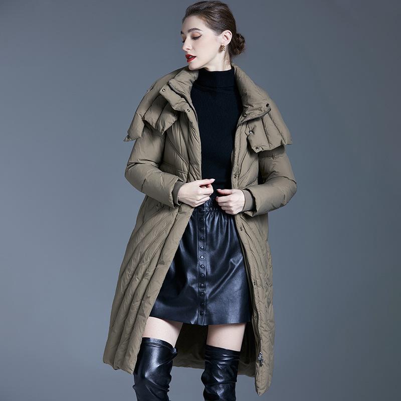 European and American temperament down jacket women's medium and long new winter clothing loose and thin women's clothing jacket thickened bread clo