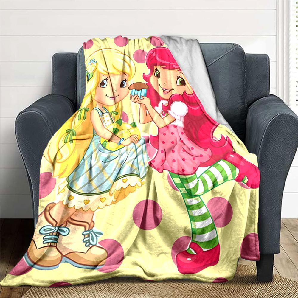 1pc Princess Strawberry13 Blanket, Gift, for Men and Women, Soft Blanket, Good for Sofa Bed Couch Travel, Lightweight Flannel Blanket