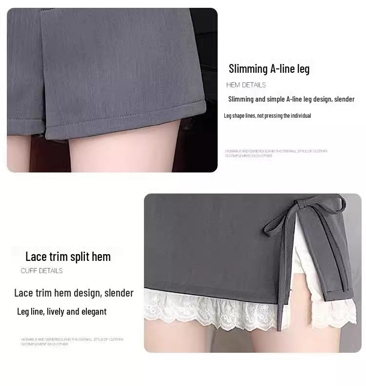 2025 New Korean Style Women's High Waist White Summer Shorts, Slimming Wide Leg Casual Pants