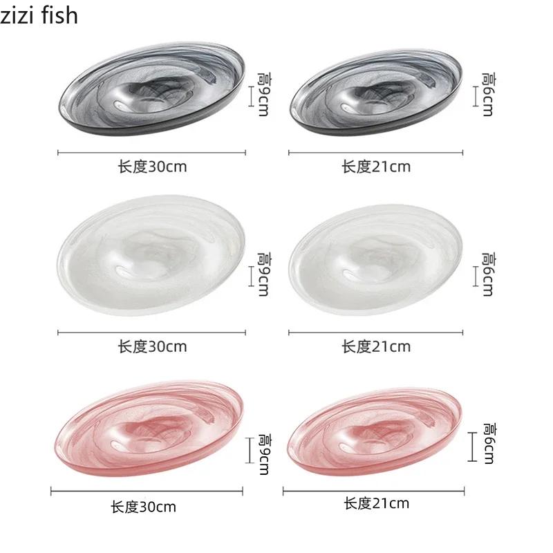 Irregular Glass Tableware Dessert Plate Serving Plate Pasta Dish Snack Dish Sushi Plates Restaurant Molecular Cuisine Tableware