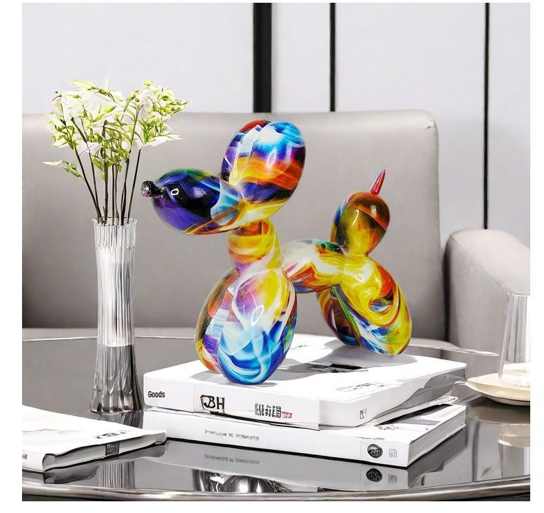 Creative Graffiti Balloon Dog Ornament for Home Décor: Artful Figurine for Study, Wine Cabinet, and TV Stand