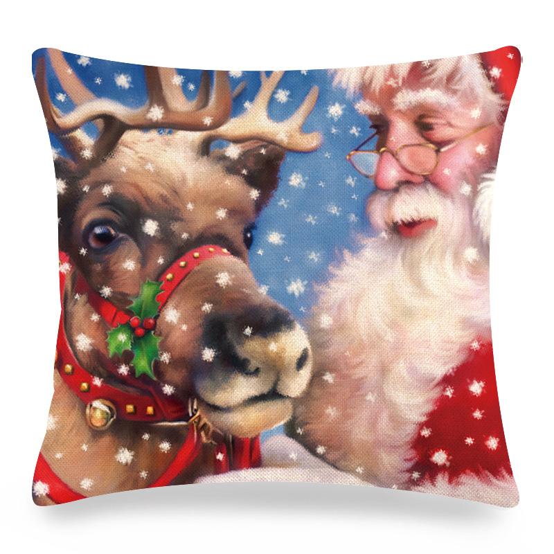 The cartoon Santa Claus is giving out gifts Digital printing short plush pillow covers for sofa office cushion cover home goods