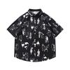 Summer vacation seaside blue shirt for men and women, trendy loose-fitting plus-size Hawaiian short-sleeve shirt