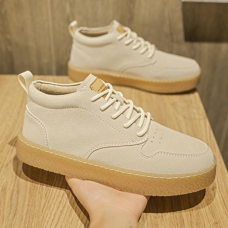 

Men s shoes 2025 autumn new low-top Korean version medium-top casual shoes men s British style lace-up leather flat baseplate shoes 44