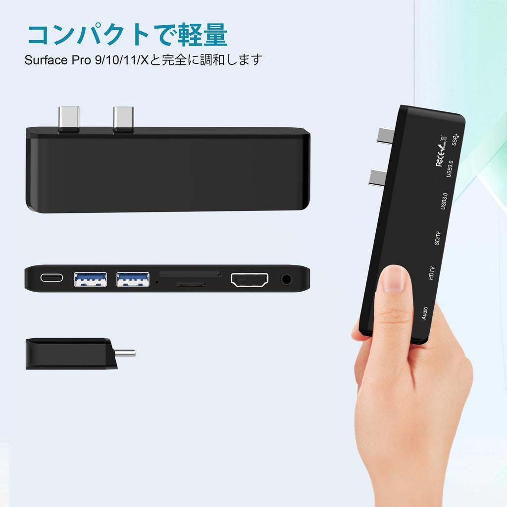 Surface Pro USB Hub 4K Thunderbolt 4 SD TF Card Mm Audio Surface Pro Hub Surface Pro Dedicated Dock 9/10/11/X HDMI, USB-C (8K@30Hz Video+40G Data+100W