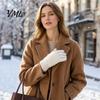 Warm Gift for Her in Winter Faux Mink Five Finger Gloves Women, Soft Plush Lined Gloves, Thermal Insulation Riding Handwear Mittens Cold Weather,