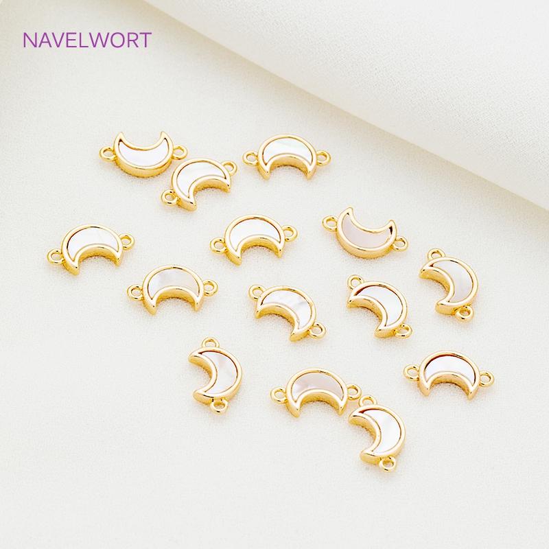 2 Sizes Shell material Crescent Moon Pendant Connectors 18K Gold Plated High Quality Pendant Crafts DIY Jewelry Making Findings