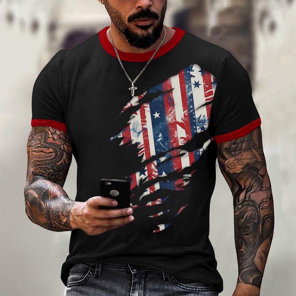 Summer Men's Popular T-shirt Printed Round Neck Short Sleeve T-shirt