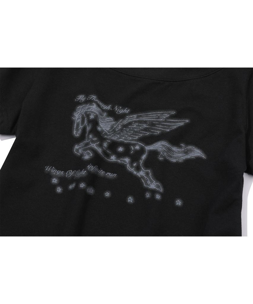 IFYOUWANT Pegasus One-Shoulder Tee Black