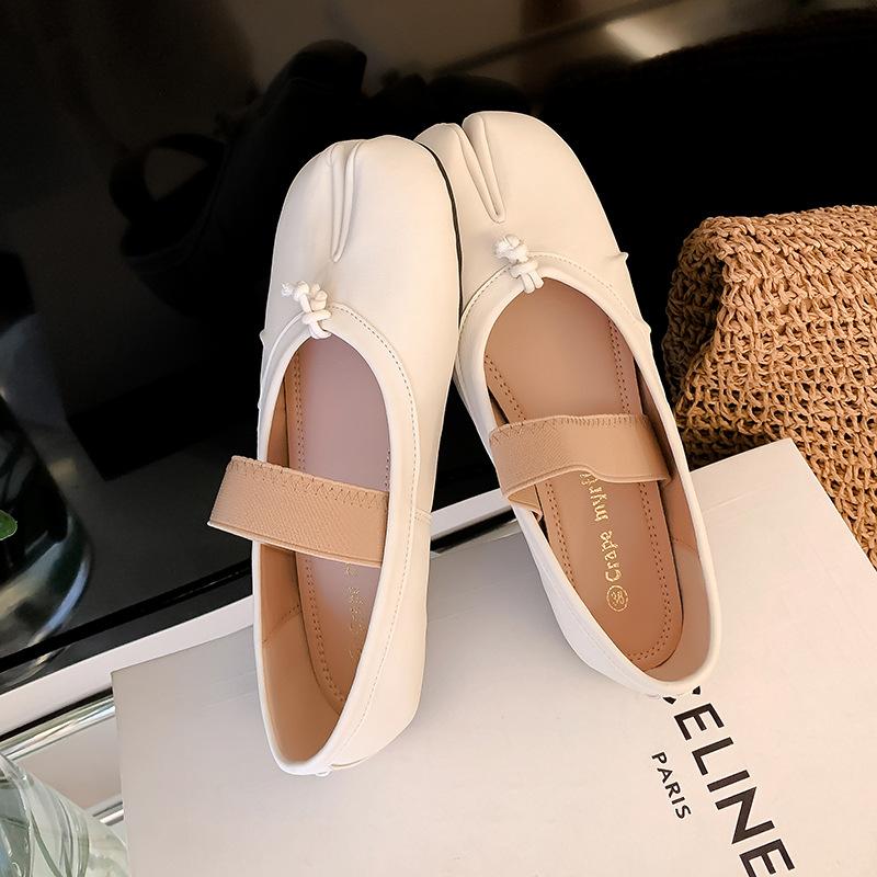 Ms. Yingli, Grape Mom~ Sheepskin Edition Shallow Mouth Flat Bottom One Pedal Split-toed Pig's Trotter Shoes Ballet Flat Bottom Single Shoes