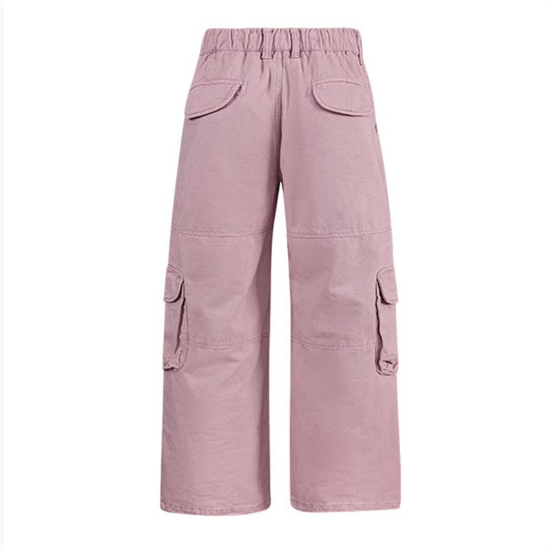 Cotton Multi Pocket Wide Leg Cargo Pants Men Vintage Loose Floor Length Casual Streetwear Unisex Trousers