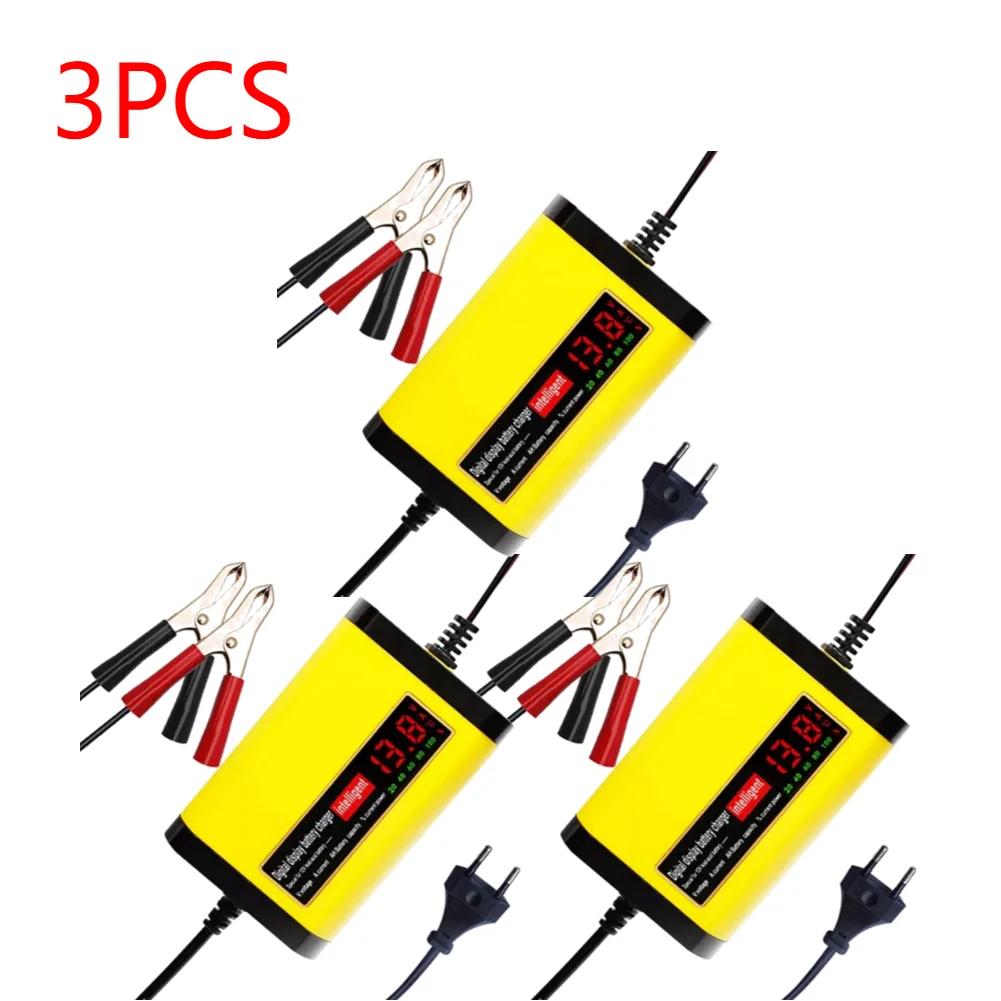 6-1PCS 12V Car Battery Charger 220V 110V LED Display Short Circuit Protection Power Charger Car Charger for Motorcycle EU/US/UK