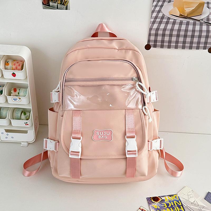 

Однотонный женский школьный рюкзак Campus Backpack большой емкости студенческий рюкзак розовый