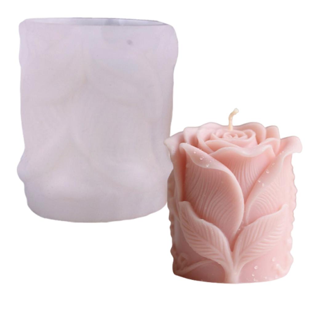 Rose Bud Candle Silicone Mould Reusable Flower Aromatherapy Candle Mould Simulation Rose Bud Cylinder For Home Decor Hobby Craft