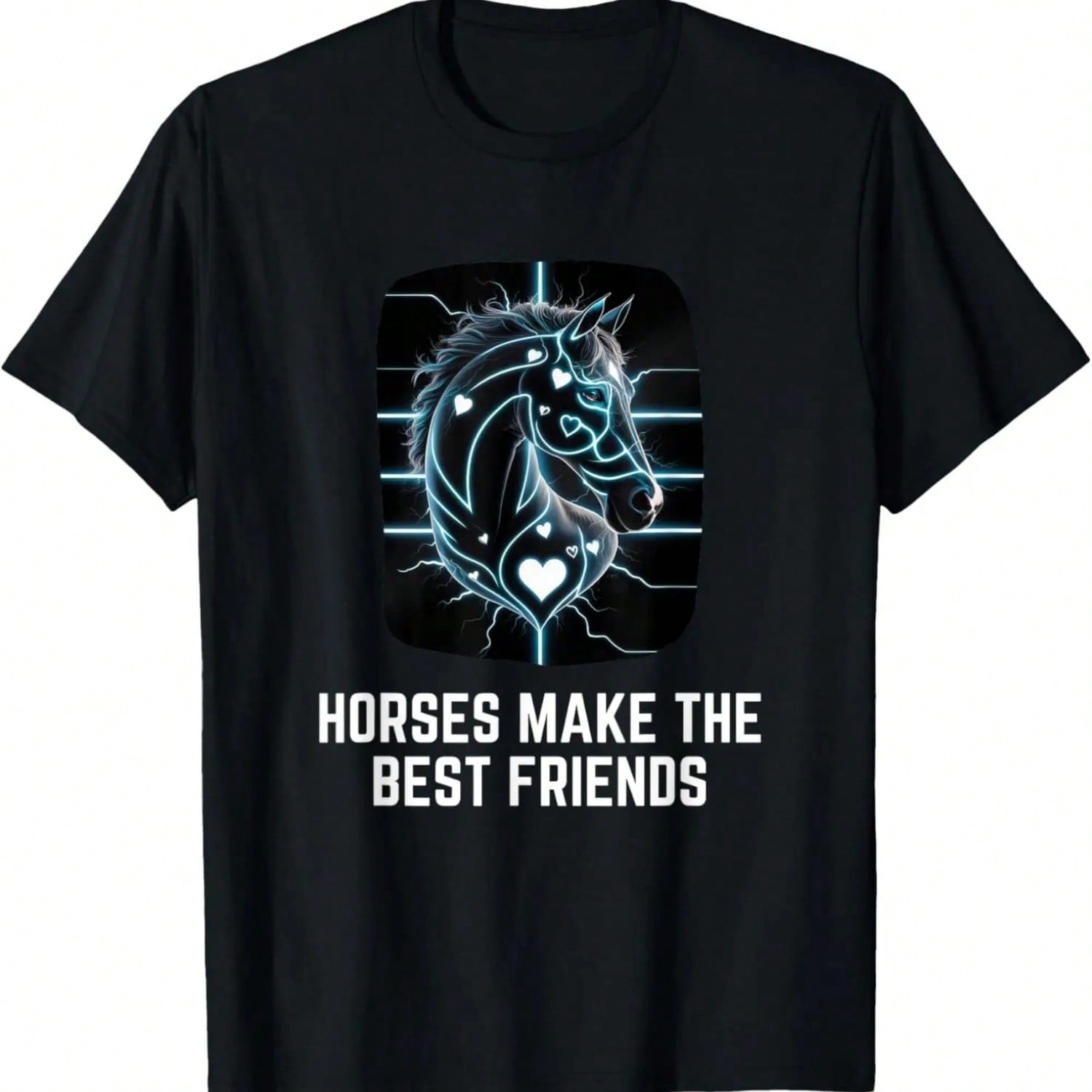 Matching Ugly Christmas Ornaunisext Decor Xmas Horses Tree T-Shirt S разноцветный