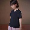 Hacikis Kinder Stretch-Strick V-Ausschnitt Kurzarm T-Shirt