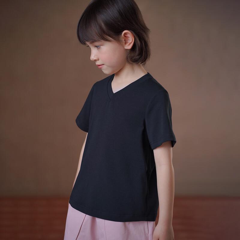 Hacikis Kinder Stretch-Strick V-Ausschnitt Kurzarm T-Shirt