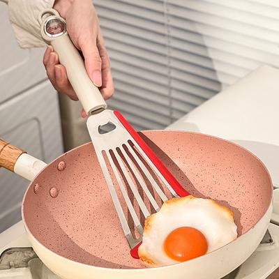 Stainless Steel Slotted Turner Silicone Fish Spatula Heat Resistant Steak Omelette Spatula Cooking Tool Kitchen Utensil