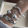 100% Solid 925 Sterling Silver Metal Bracelet for Women Vintage Handmade Simple Retro Double Balls Bracelet Birthday Gift Party