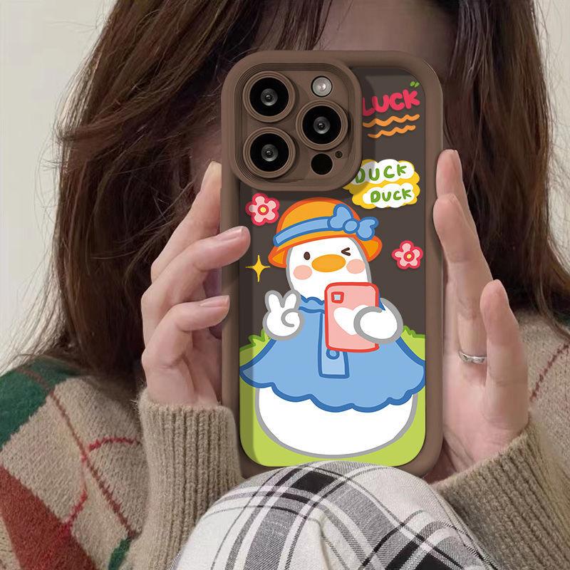 Bier flower duckling for iPhone17proMax cartoon phone case 14 Apple 13 creative 12/15