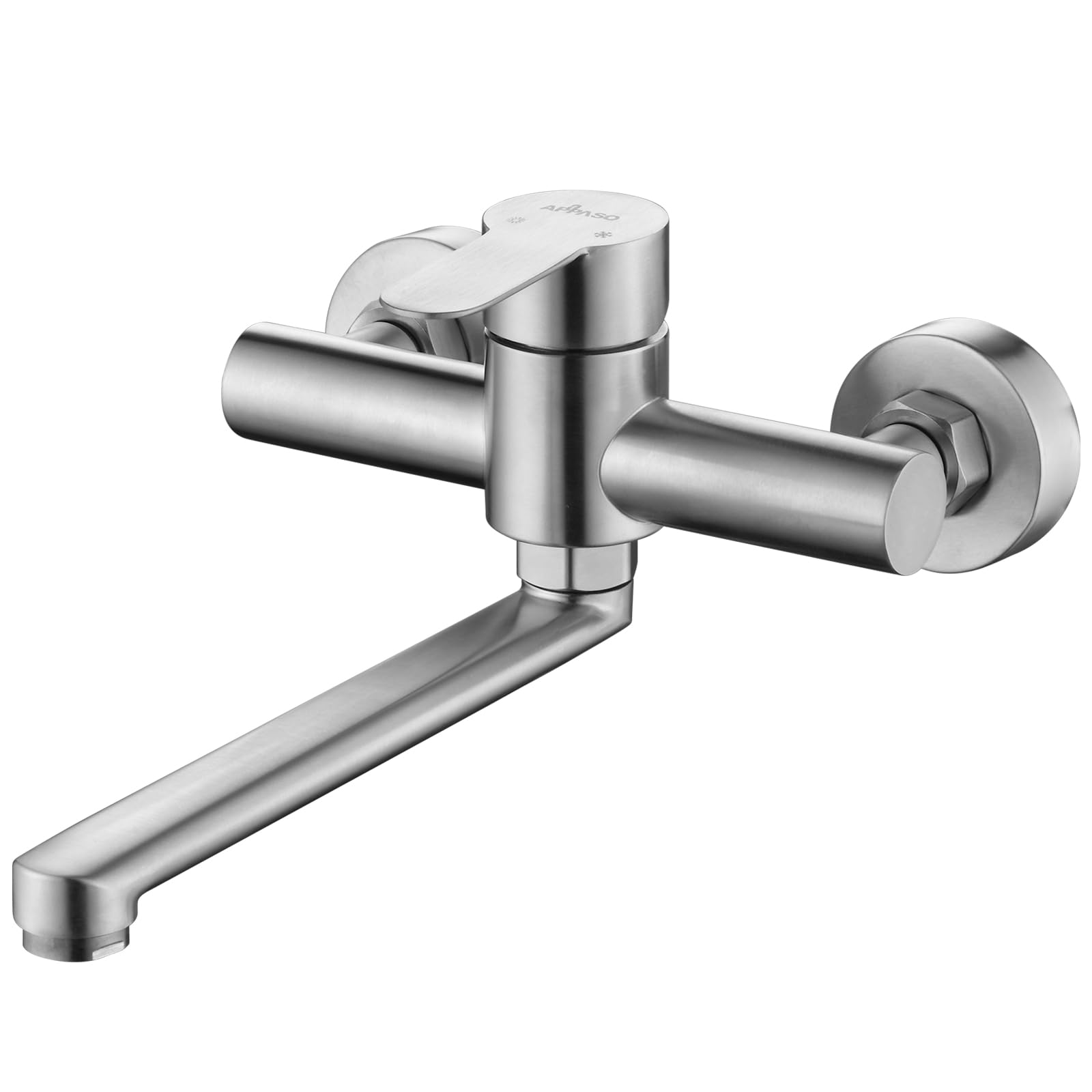 APPASO Kitchen Swivel Mixer Stainless Mixer Single Handle Length Wall-Mounted Faucet, 180° Tap, Steel, Water-Saving Tap, (Pipe 200mm)