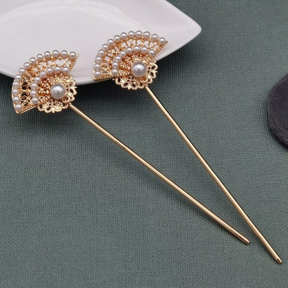 

Tassels Gold Ancient Style Hairpin Chinese Style Headwear Hanfu Hair Sticks Fan Shape Hairpin