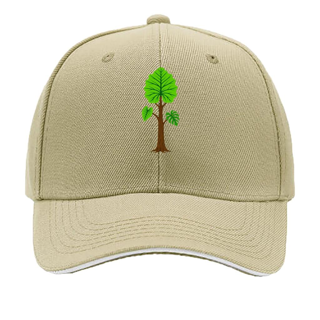 Green Leafy Tree Nature Illustration Hip Hop hat Fashion Outdoor Sports Sandwich Baseball Cap