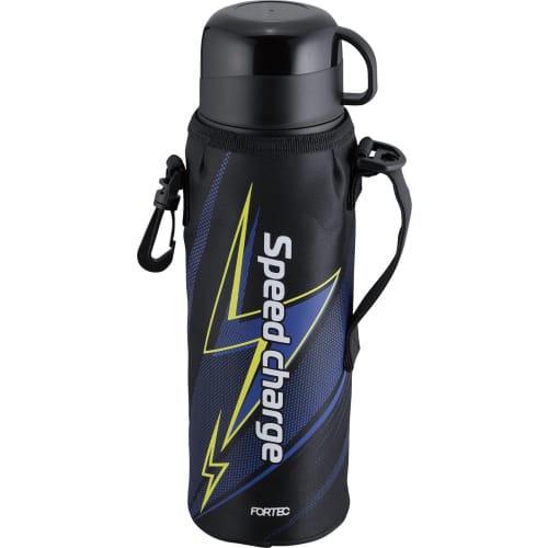 Wahei Freiz RH-1281 2-Way Vacuum Insulated Water Bottle, 1 Liter, Thunder Design, with Direct Drinking Cup, Keeps Water Hot or Cold, Suitable for Elem