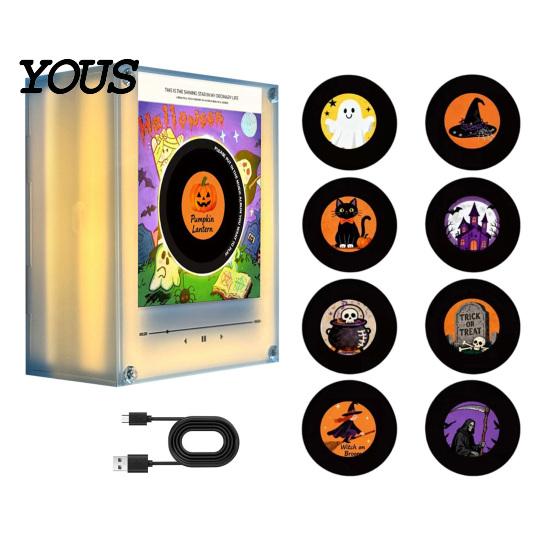 Scatola Musicale Magnetica Personalizzata Giradischi in Vinile Magnete per Frigorifero, con 9 Dischi Programmabili, Memoria da 128MB, Senza Musica, Set Magneti Luce Notturna LED, NFC per