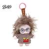 Doll Keyring Pendant, Mini Size Portable Keychain Soft Velvet Fabric Fried Hair Glasses Doll, Durable Accessory for Bags Keys Backpacks Small Hanging