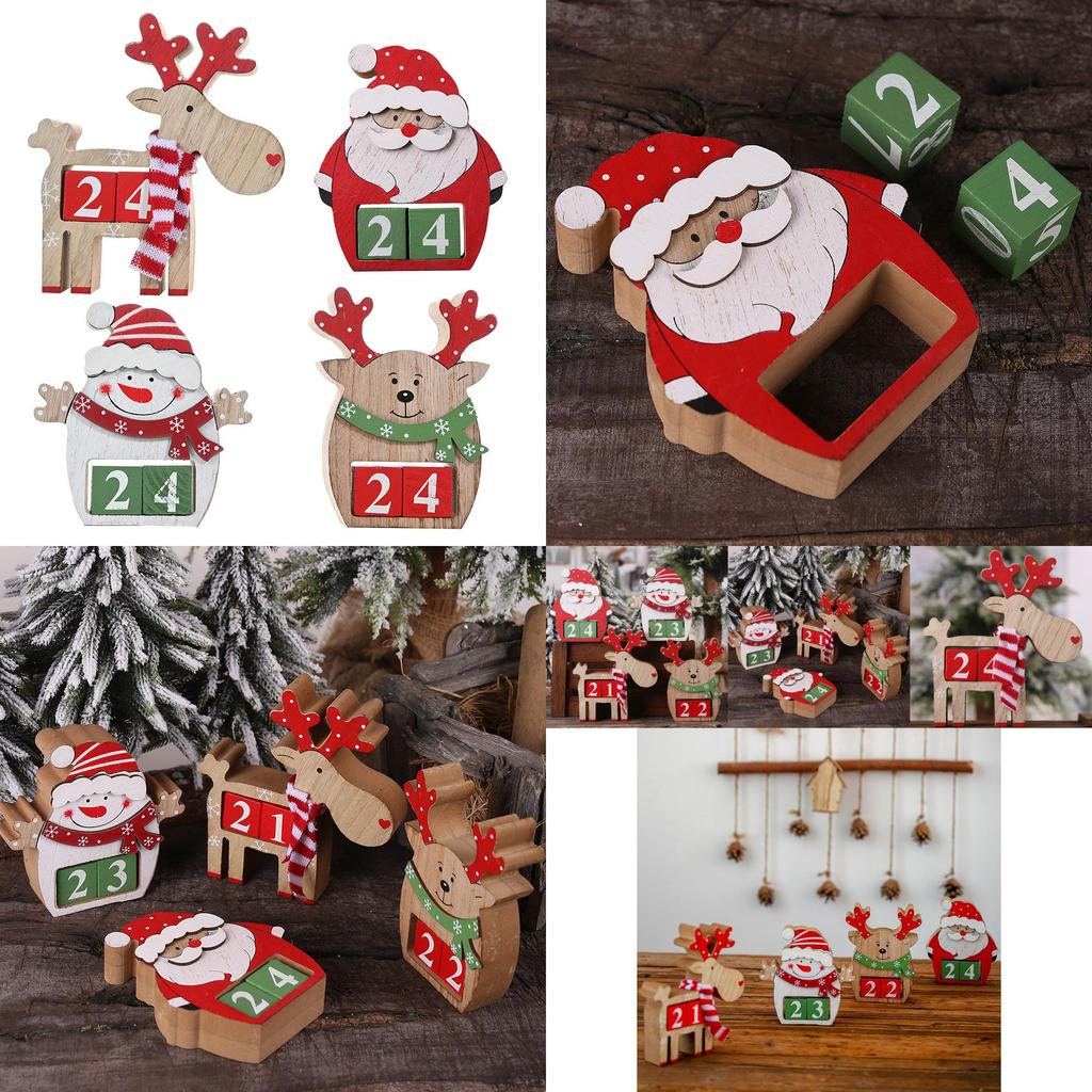 Bezaubernder hölzerner Weihnachts-Countdown-Kalender Dekoratives Stück mit Schneemann-Design