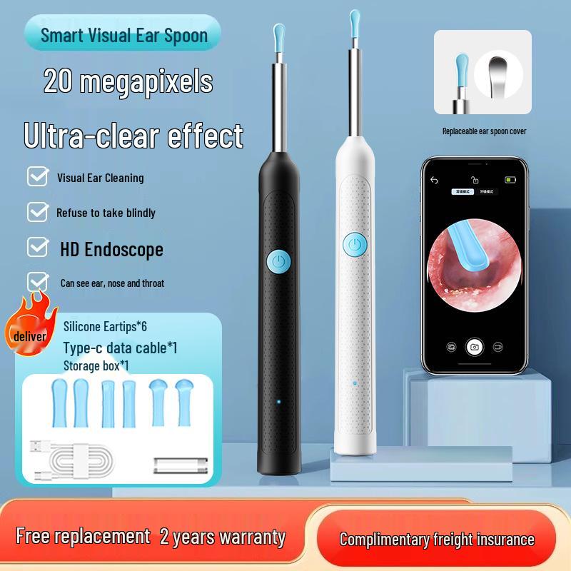 Ultra HD Wireless Smart Ear Spoon Endoscope - 20000W Luminous Cleaning Tool