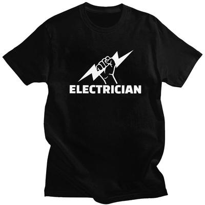 Custom Electrician T Shirt for Men Tshirt Casual Tee Engineer Electrical Power Tshirts Slim Fit