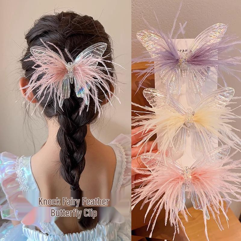 2023 Children's Butterfly Feather Hair Clips - Mermaid Princess 3D Hairpins for Girls, Baby Accessories, Headwear Jewelry