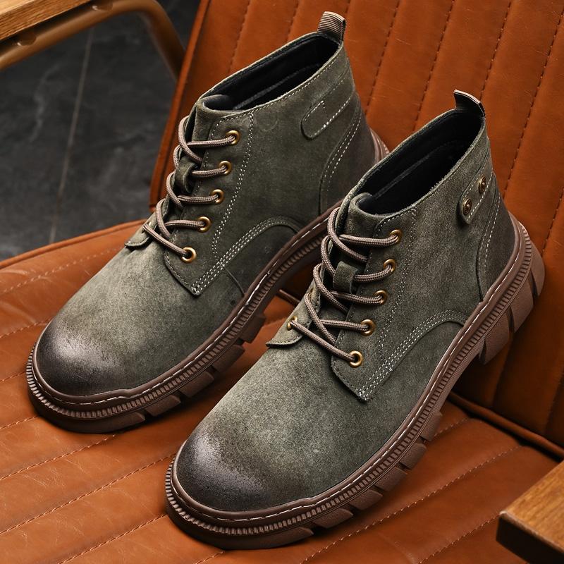 Genuine Leather Men's Ankle Boots Classic Casual Shoes Breathable Walking Hiking Shoes High Quanlity Leisure Boots Winter Shoes