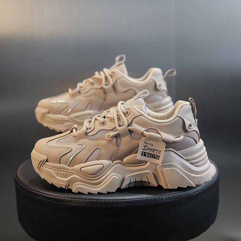 Dad Shoes Women's Ins Trendy Spring and Autumn New All-Match Thick Bottom Height Increasing Sports Casual Black Shoes for Women