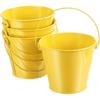 PATIKIL 4.7 Inch Colored Metal Buckets, 4 Pack Pencil Holder Buckets Round Metal Planter Pails Container with Handles for Classroom Crafts, Light