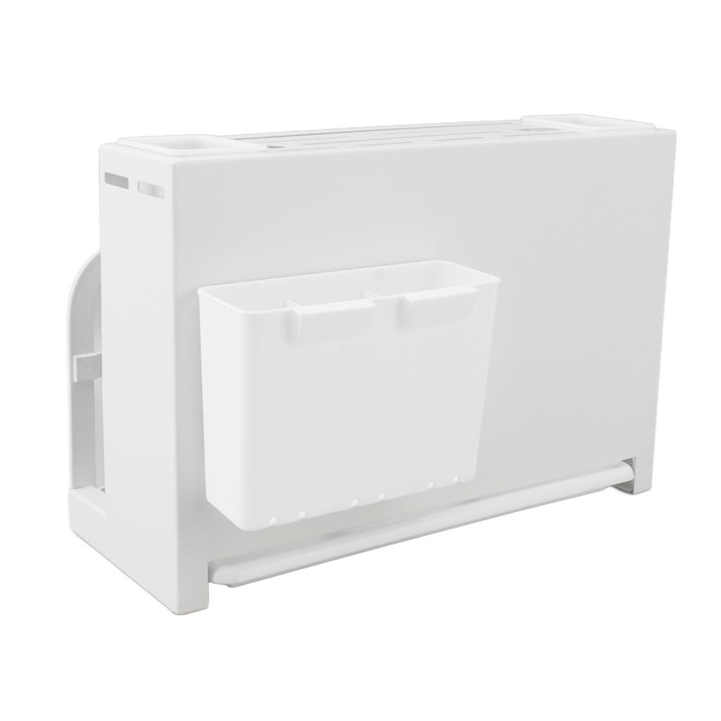 Kitchen Knife Holder White Knife Block Counter Wall Mount Large Capacity Storage Draining with