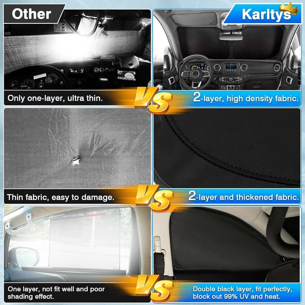 Karltys 3PCS Windshield Sun Shade for 2018-2024 2025 BMW X3, Thick Reflective Front and Side Window Sunshade  Fit BMW X3, Foldable Sun Visor