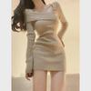 2024 Slim Fit One-Shoulder Knitted Dress - Autumn & Winter Collection