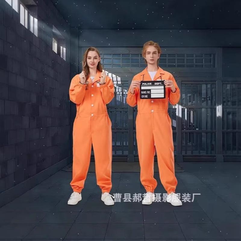 Adult cosplay costume Halloween prisoner costume Prison prisoner cosplay costume Orange uniform