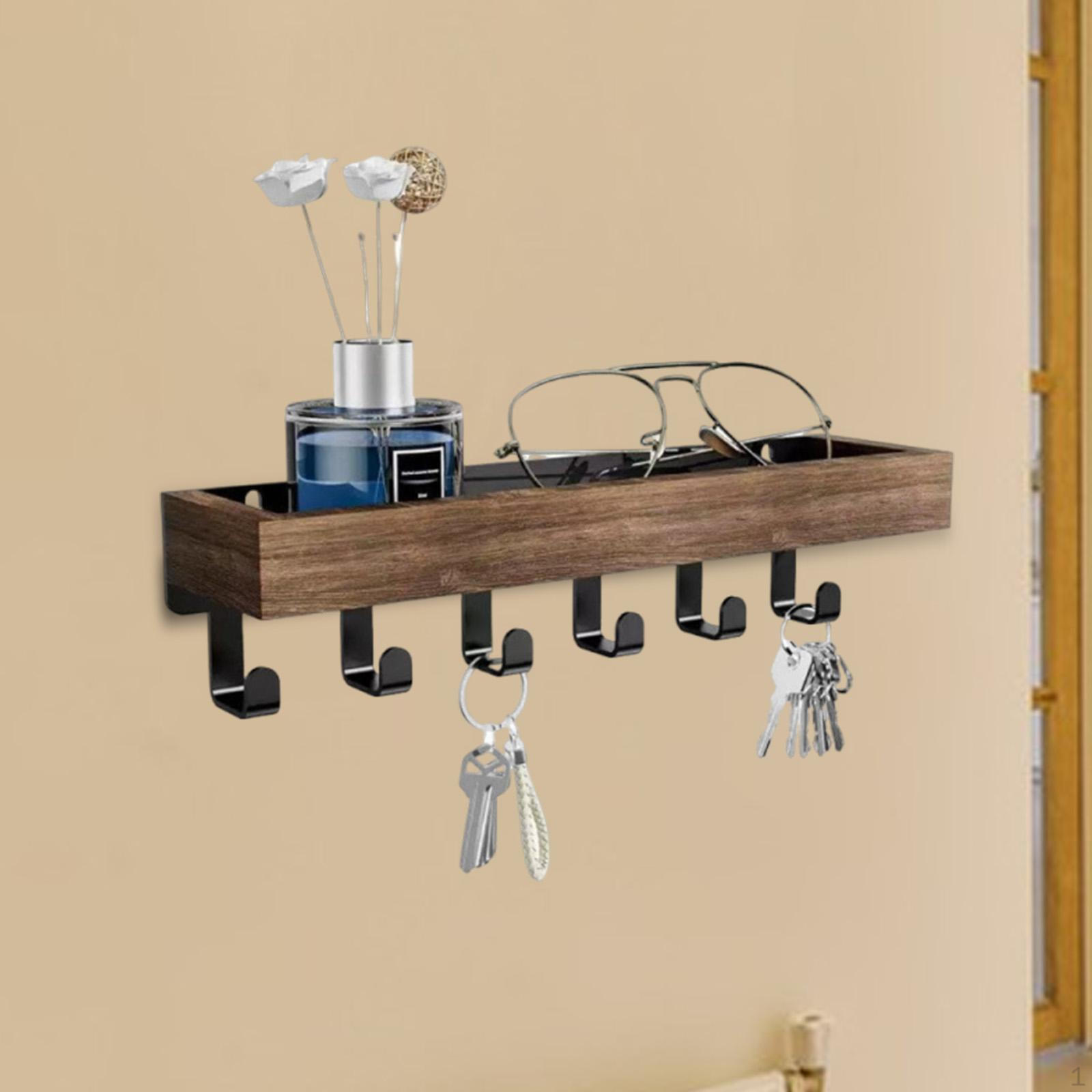 Настенная полка-ключница вешалка для шляп крючок для пальто вешалка для одежды для спальни гостиной коричневый 1498₽