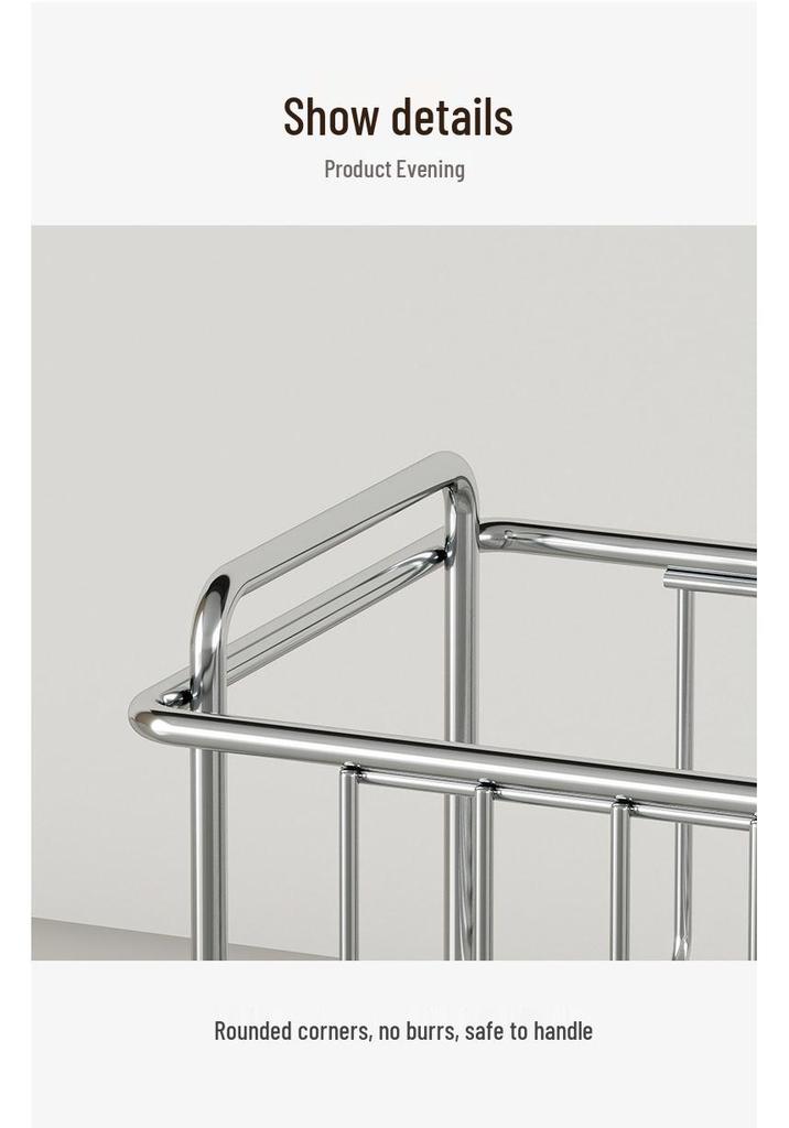 Stainless Steel Double Layer Kitchen Cutlery & Bathroom Drain Basket, Punch-Free Storage Rack for Cosmetics & Household Items