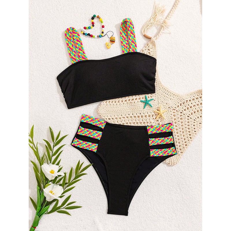 

Сексуальный купальник бикини с высокой талией, женский купальник, модный раздельный дизайн, комплект бикини из двух частей, новый купальник для пляжной вечеринки и бассейна XL чёрный