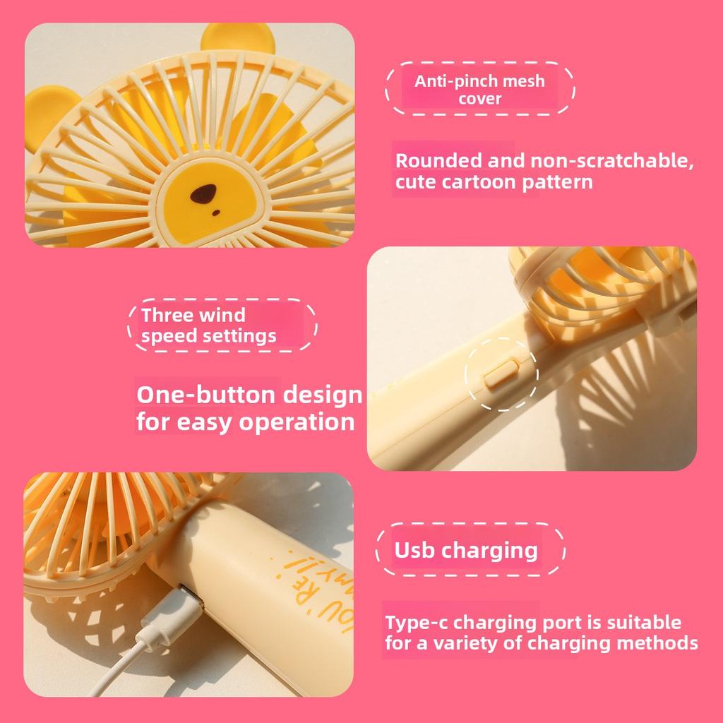Pet Handheld Mini Fan - Portable Outdoor Mini Electric Fan with Rechargeable USB Charging Port. A Great Summer Gift with Extremely Long Battery Life.